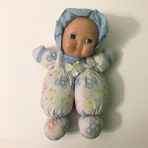 Vintage Baby Doll Plush  Rubber Face 13 Inch Tall Puffalump Style Doll